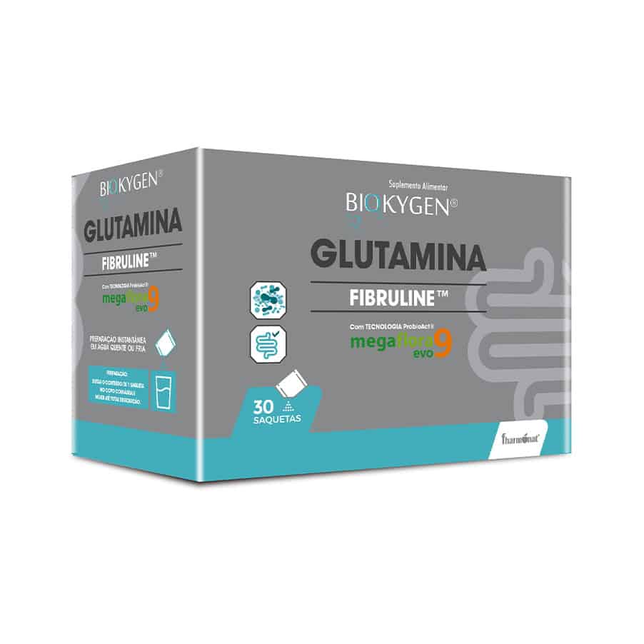 Glutamina 30 saquetas Biokygen suplemento alimentar para recuperação muscular e suporte intestinal