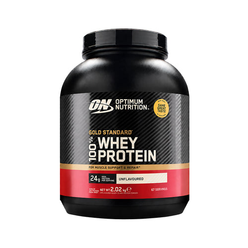 Gold Standard 100% Whey sin sabor 2,01 kg Optimum Nutrition, una proteína de suero versátil para favorecer el crecimiento y el mantenimiento muscular.