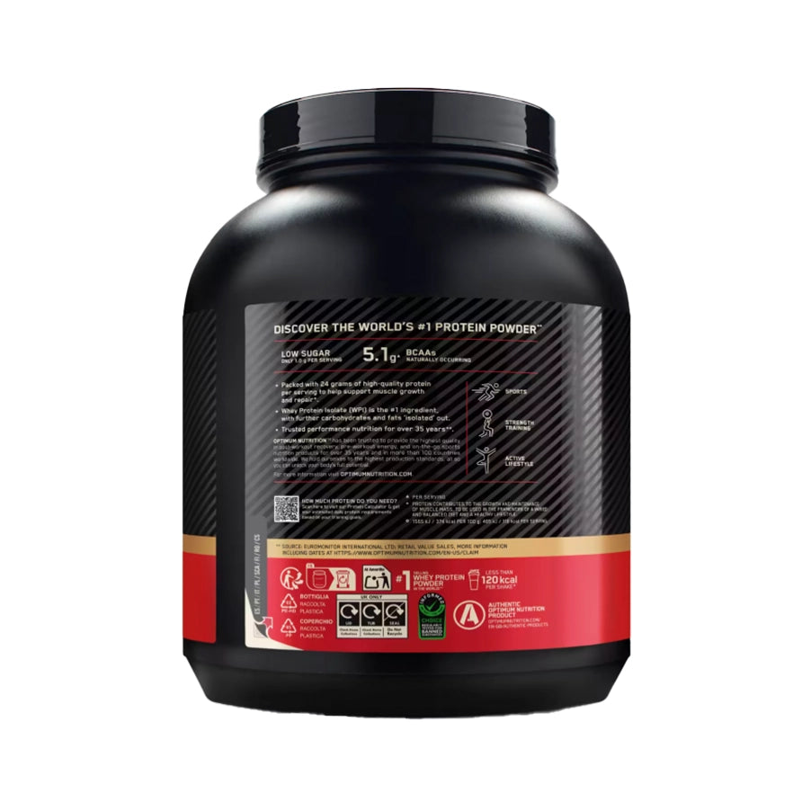 Gold Standard 100% Whey Sem Sabor 2.01kg Optimum Nutrition, proteína whey em pó versátil para apoio ao crescimento e manutenção da massa muscular.
