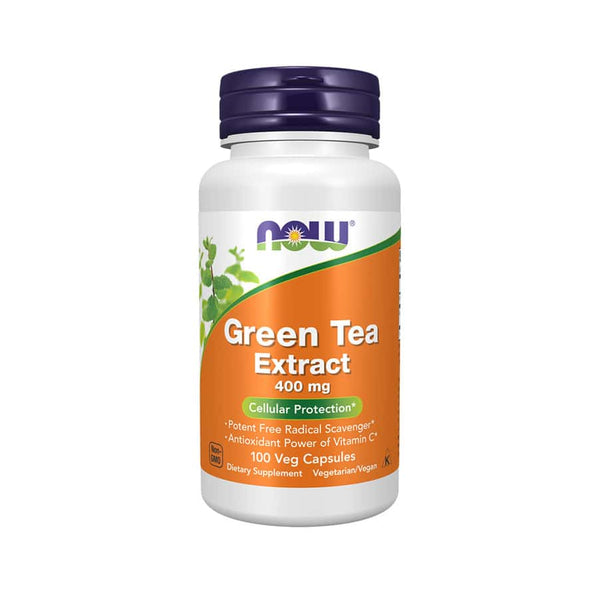 Extracto de té verde 400 mg, 100 cápsulas. Suplemento antioxidante de Now Foods para el metabolismo y el control del peso.