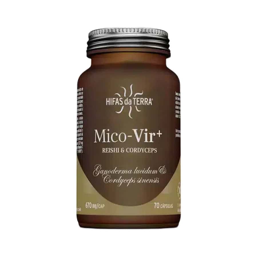 Mico-Vir Hifas da Terra em cápsulas, suplemento alimentar com extratos de cogumelos medicinais para apoio do sistema imunitario