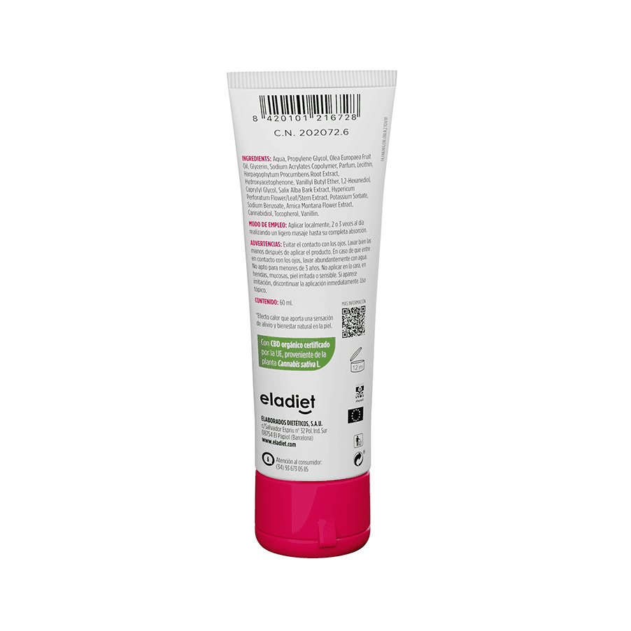 Frasco do RegenDol CBD Creme 200ml da Eladiet, fórmula com CBD para alívio muscular e articular.