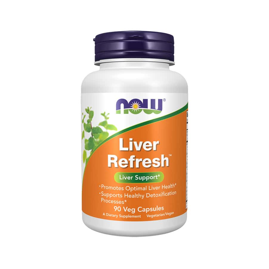 Liver Refresh 90 cápsulas Now Foods, suplemento alimentar com extratos vegetais para suporte da função hepática