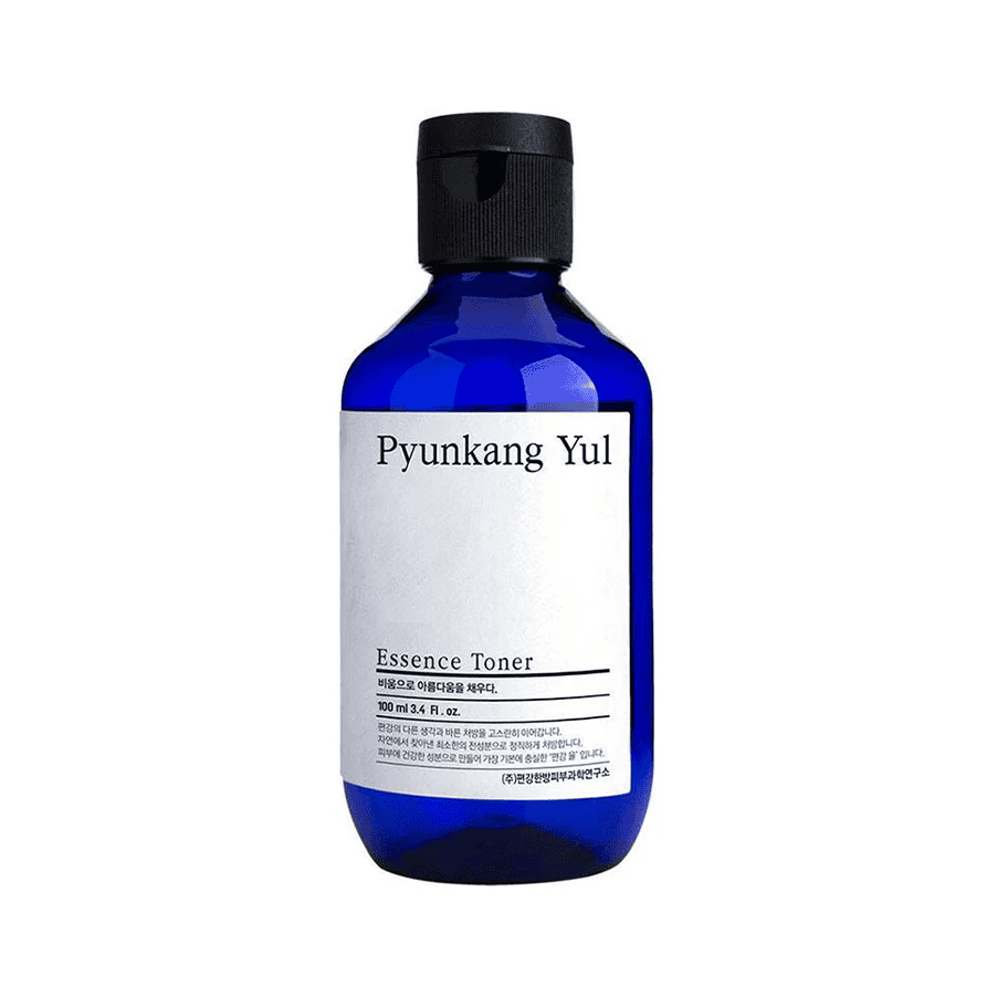 Frasco do Tónico Essência Hidratante 100ml da Pyunkang Yul, fórmula leve para hidratação profunda e equilíbrio da pele