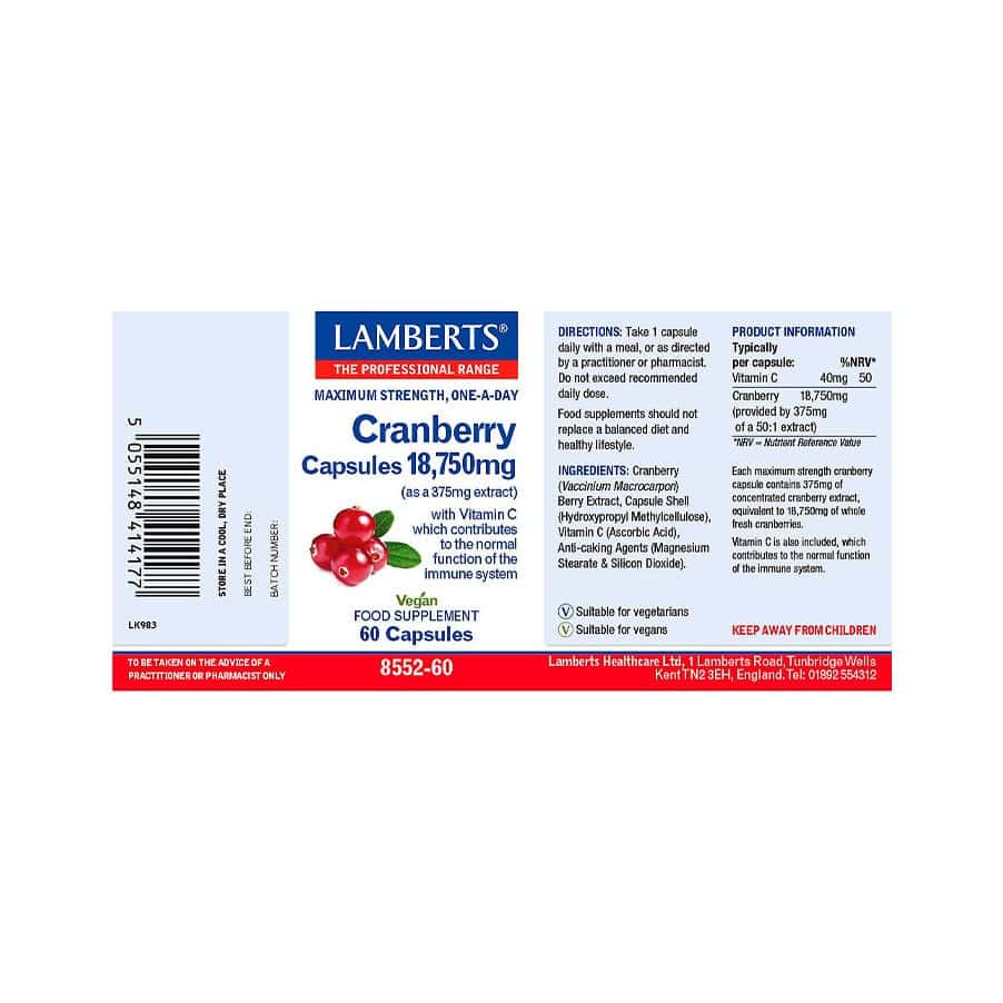 Cranberry 18750mg 60 Cápsulas Lamberts
