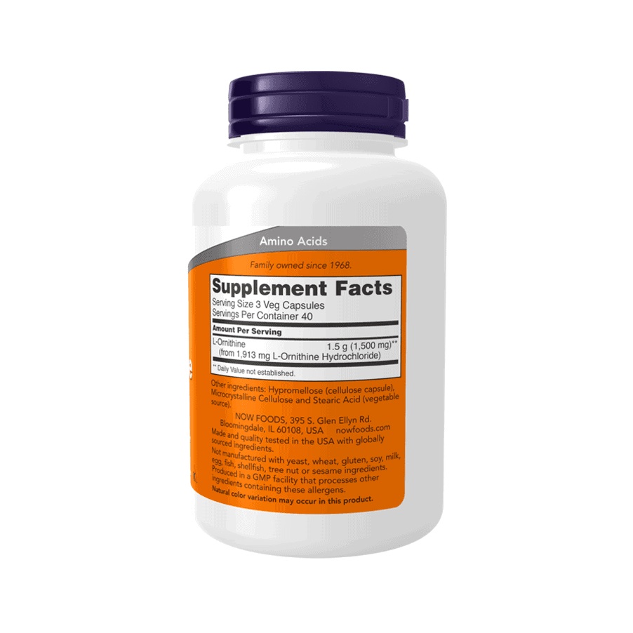 L-Ornithine 500mg 120 cápsulas Now Foods