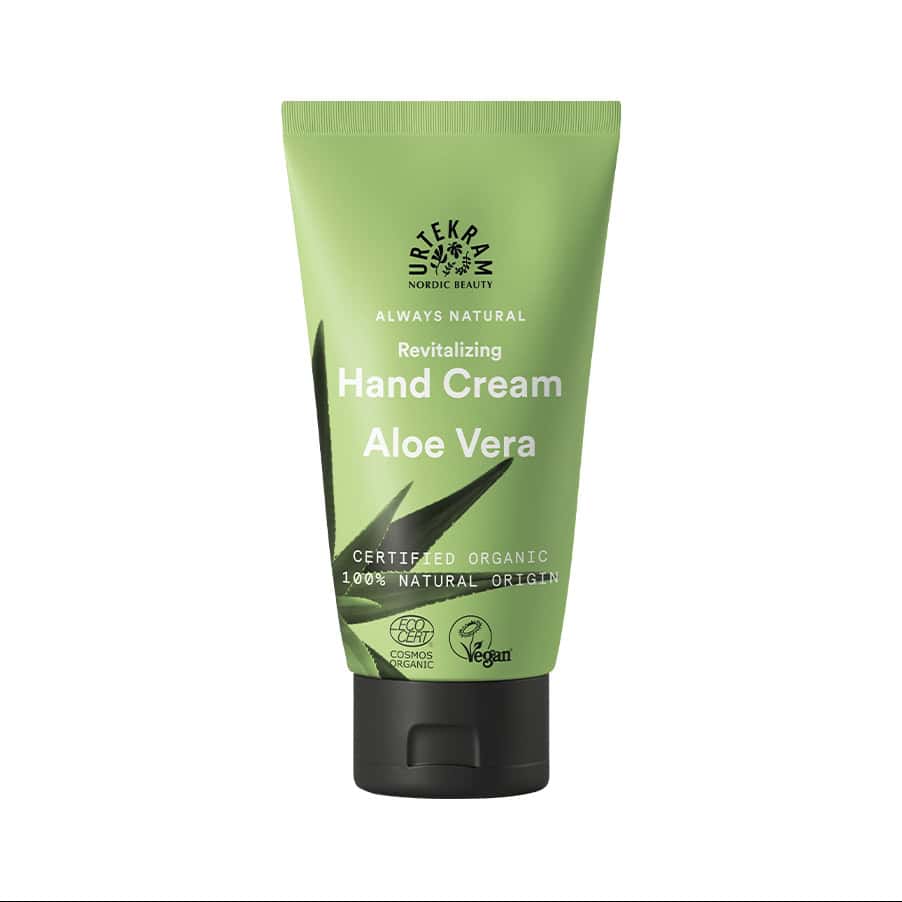 Creme de Mãos Aloe Vera 75ml da Urtekram em tubo verde.
