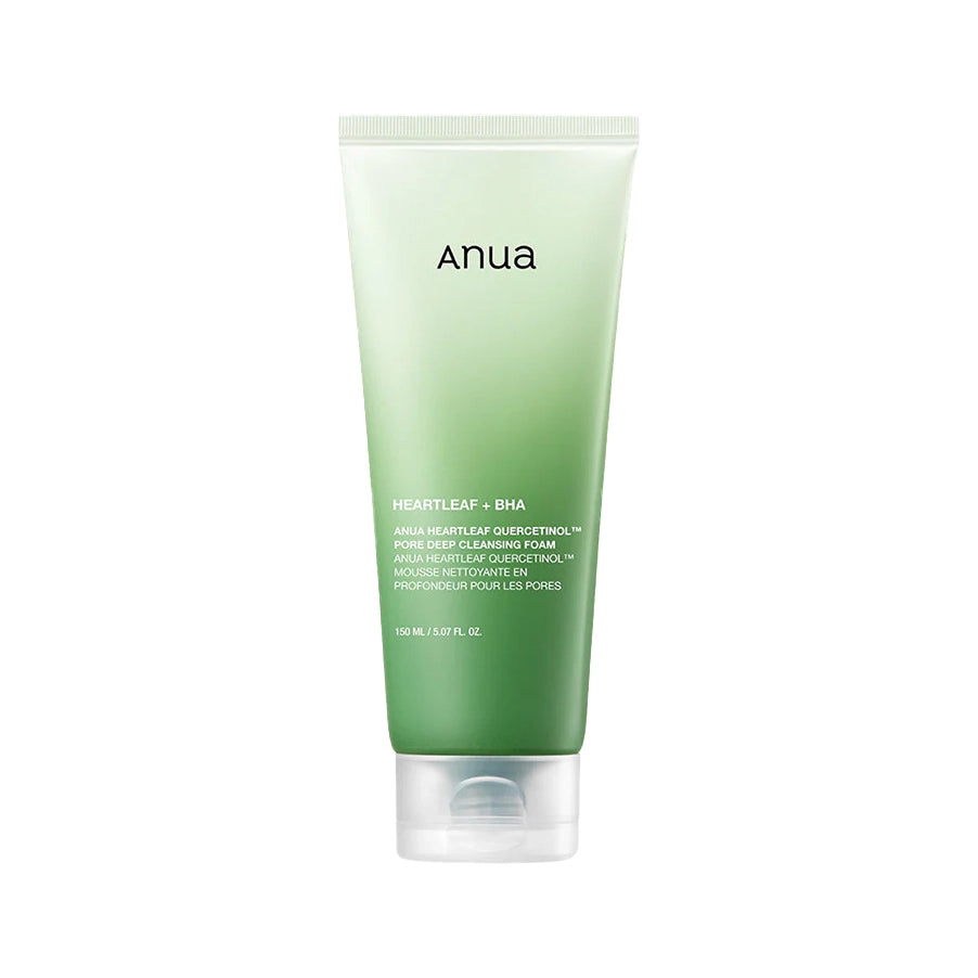 Espuma limpiadora Heartleaf Quercetinol 150ml Anua, espuma facial con Heartleaf, quercetina y BHA para limpiar los poros, las impurezas y el exceso de sebo.