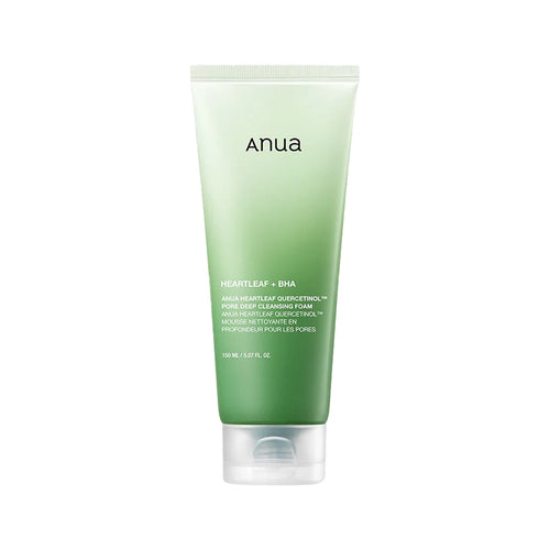 Espuma limpiadora Heartleaf Quercetinol 150ml Anua, espuma facial con Heartleaf, quercetina y BHA para limpiar los poros, las impurezas y el exceso de sebo.