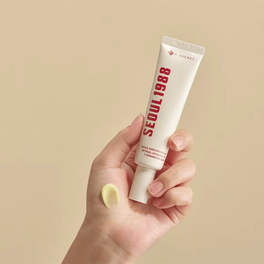 Creme de Olhos Seoul 1988 Retinal Liposome 4% + Fermented Bean 30ml K-Secret com retinal encapsulado e extrato de feijão fermentado para cuidado antienvelhecimento do contorno ocular.