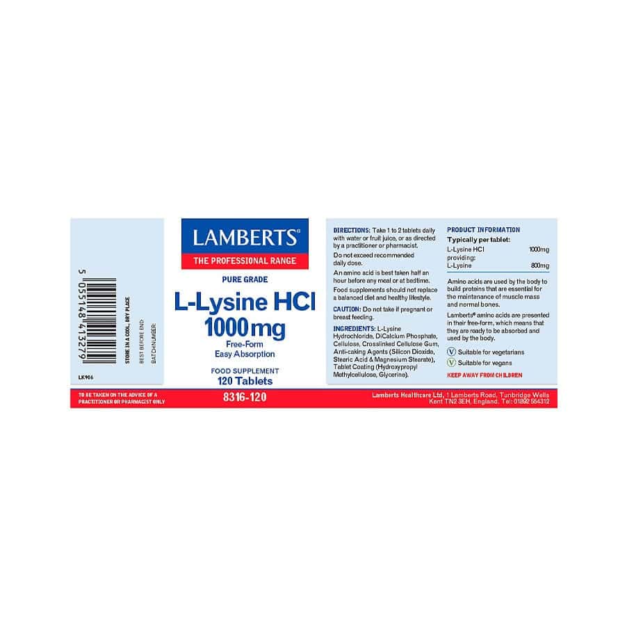 L-Lisina 1000mg 120 Comprimidos