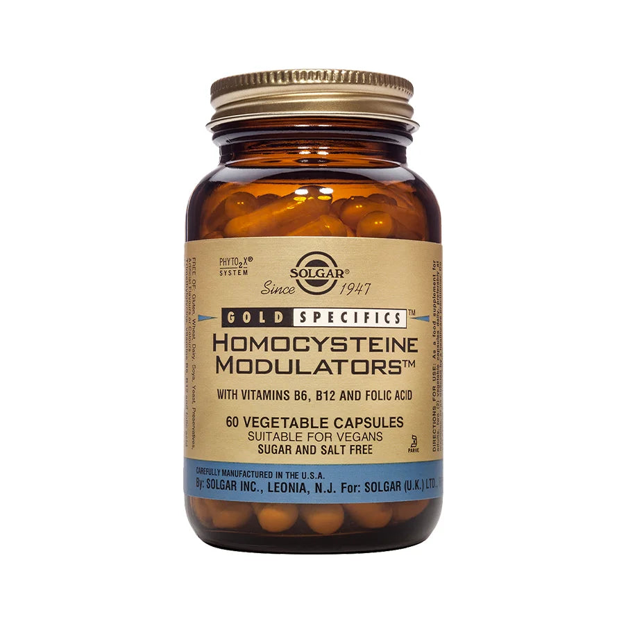 Suplemento alimentar Homocysteine Modulators 60 Cápsulas da Solgar, com vitaminas B6, B12 e ácido fólico, indicado para a saúde cardiovascular