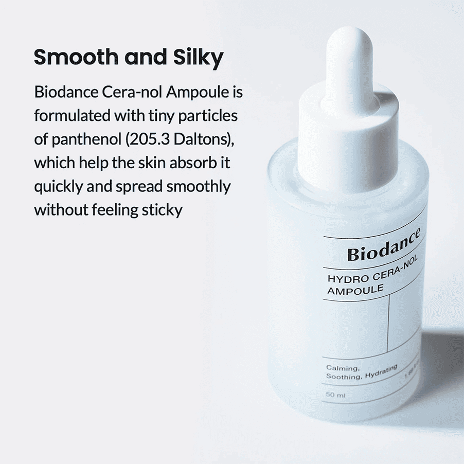 Frasco da Ampola Hydro Cera-Nol 50ml da Biodance, tratamento intensivo para hidratação e fortalecimento da barreira cutânea.