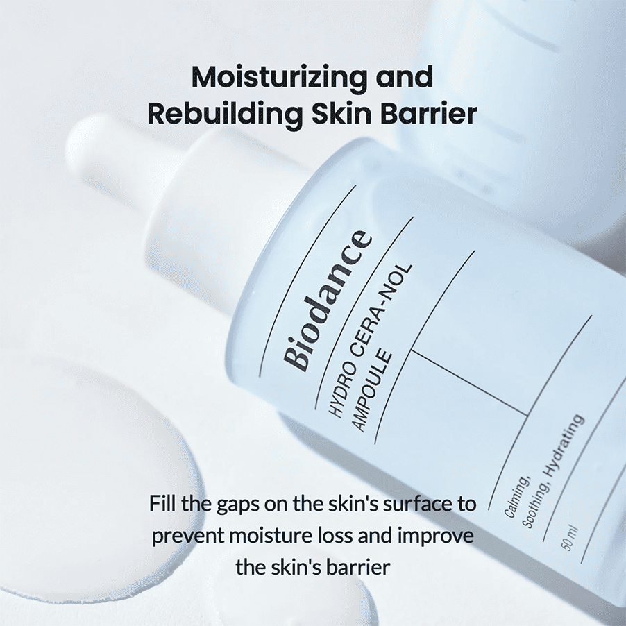 Frasco da Ampola Hydro Cera-Nol 50ml da Biodance, tratamento intensivo para hidratação e fortalecimento da barreira cutânea.
