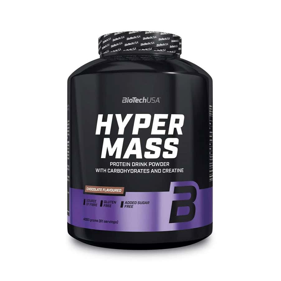 Biotech USA Hyper Mass Chocolate, bolsa de 4000 g, una fórmula para ganar masa muscular con proteínas, carbohidratos y creatina.