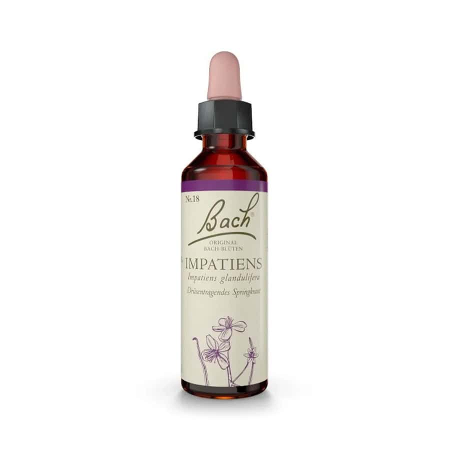 Impatiens Floral de Bach Original em frasco de 20 ml, essência floral tradicional associada ao bem-estar emocional