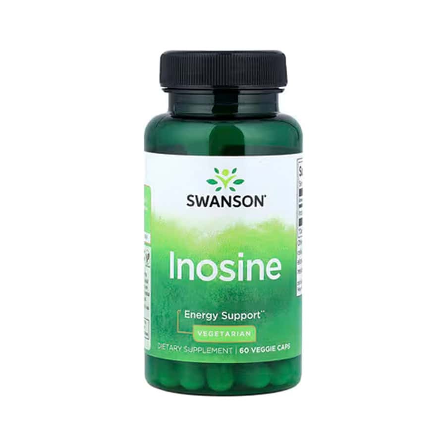 Inosine Swanson em cápsulas, frasco com 60 cápsulas para apoio à energia celular e desempenho físico