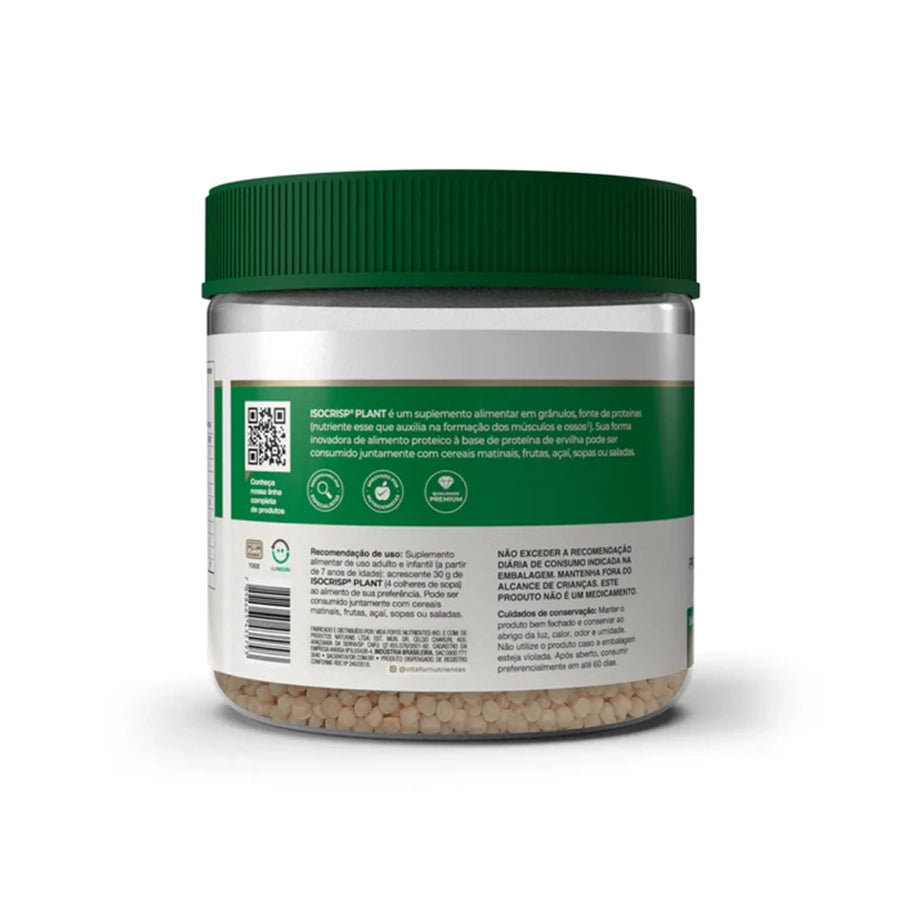 Isocrisp Plant Neutro 240 g da Vitafor, proteína vegetal crocante em pote, ideal para complementar refeições e snacks.