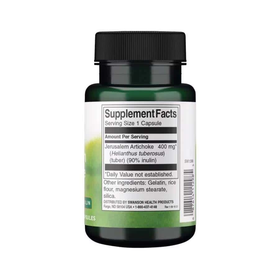 Prebiótico Alcachofra de Jerusalém 400mg 60 Cápsulas Swanson