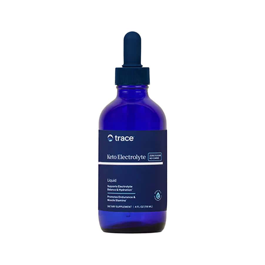 Keto Electrolyte Drops 118ml da Trace Minerals em frasco líquido com conta-gotas, suplemento concentrado de eletrólitos.