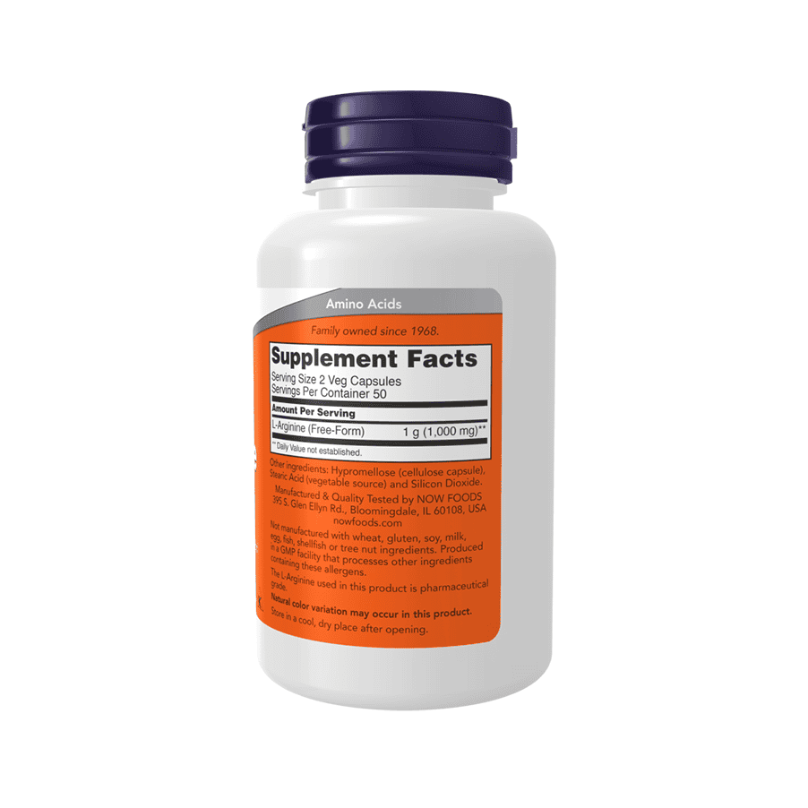 L-Arginina 500 mg 100 Cápsulas Now Foods
