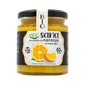 Compota Extra de Laranja Bio 225g da Ecosana em frasco de vidro com laranja biológica.