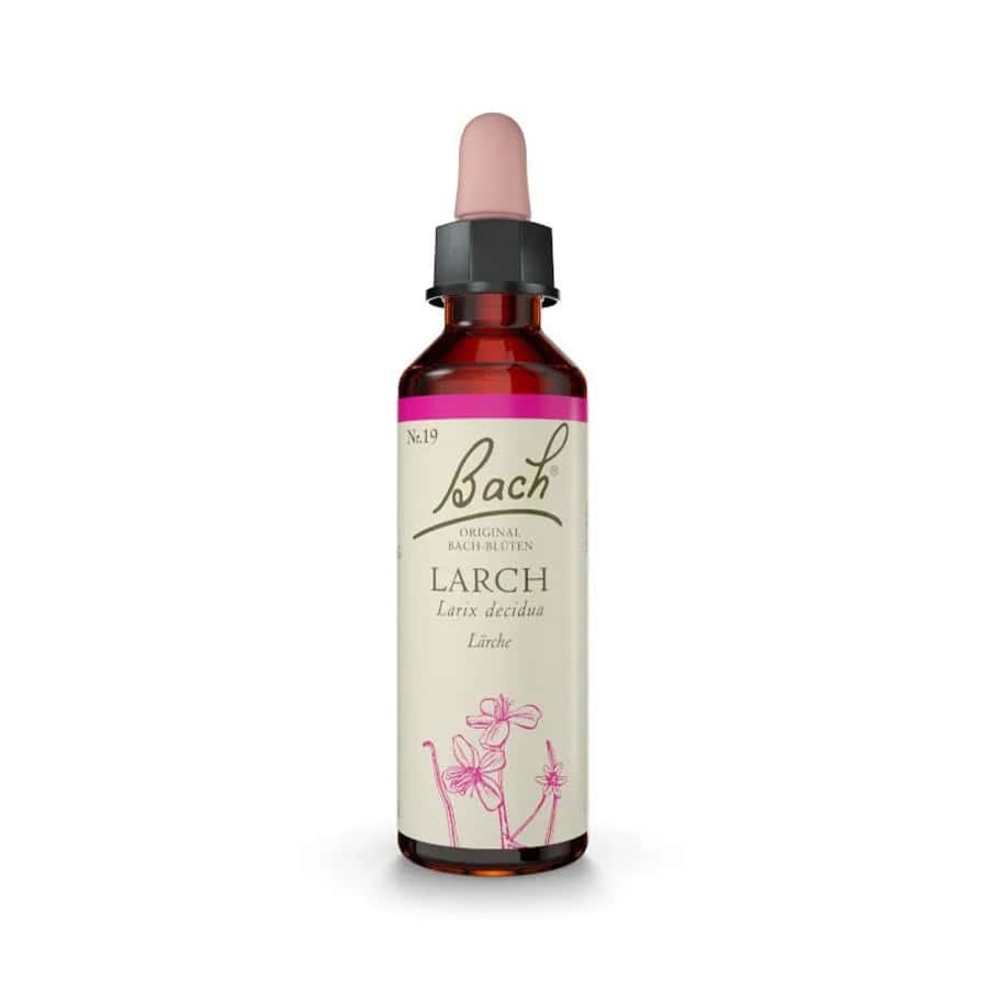 Larch Floral de Bach Original em frasco de 20 ml, essência floral tradicional associada ao bem-estar emocional.
