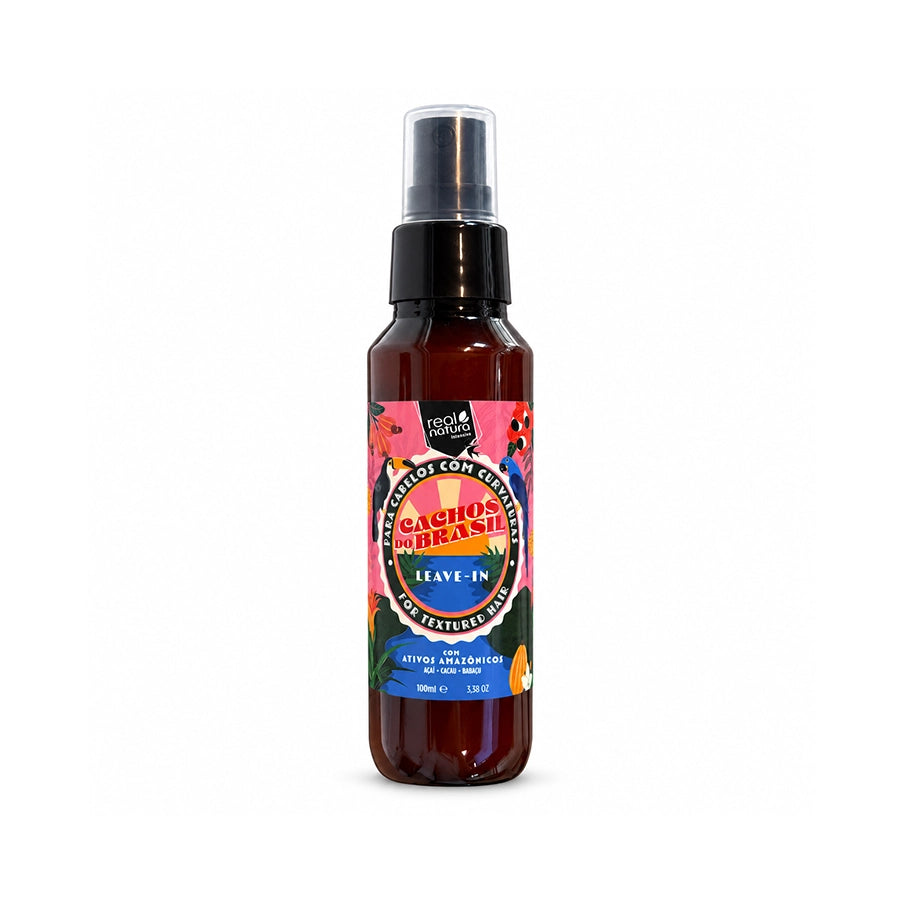 Leave-In Cachos do Brasil 100 ml da Real Natura, cuidado sem enxaguamento para cabelos encaracolados e ondulados.