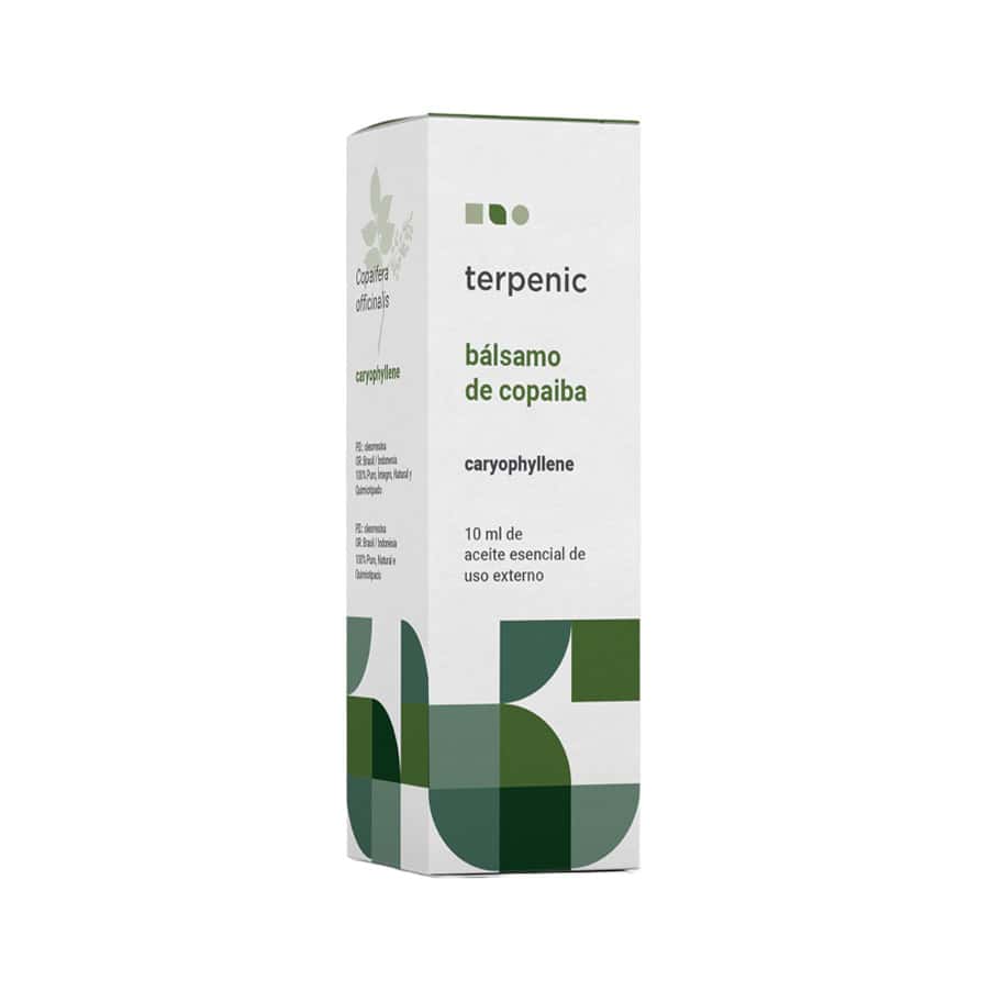 Óleo Essencial Bálsamo de Copaíba 10ml Terpenic, 100% puro e natural, com aroma suave, balsâmico e amadeirado.