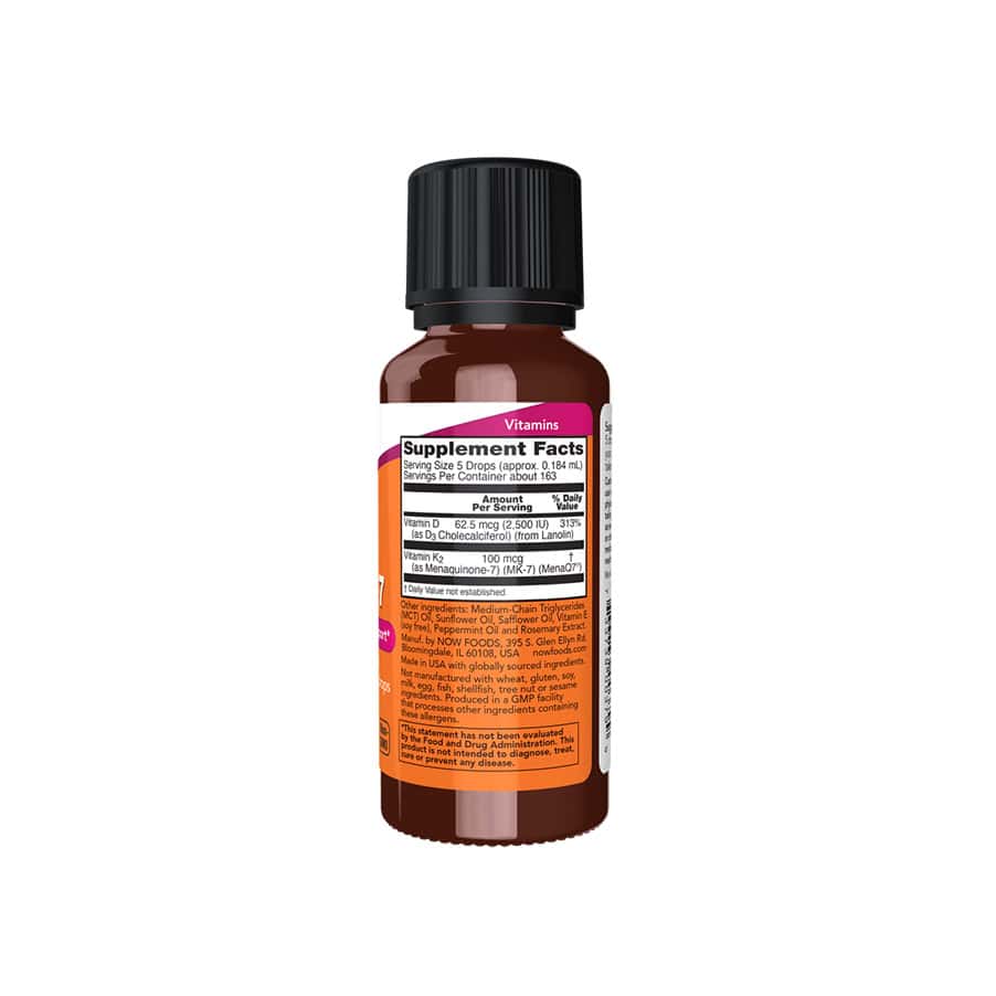 Vitamina D3 & MK-7 Líquida 30ml Now Foods