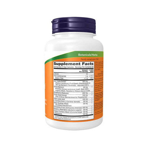 Liver Refresh 90 cápsulas Now Foods, un complemento alimenticio con extractos de plantas para favorecer la función hepática.