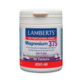 Frasco do Magnésio 375mg com 60 comprimidos da Lamberts, suplemento essencial para músculos, ossos e energia.