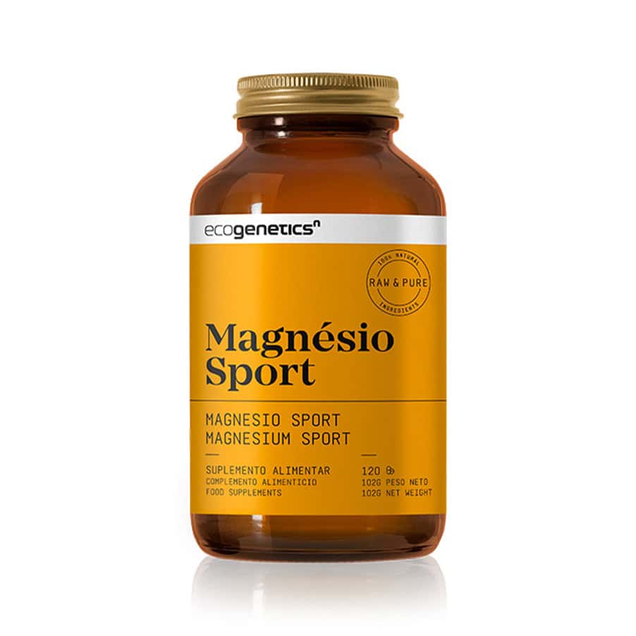 Magnésio Sport 120 Cápsulas Ecogenetics com magnésio para apoio muscular, recuperação física e ajuda na redução da fadiga.