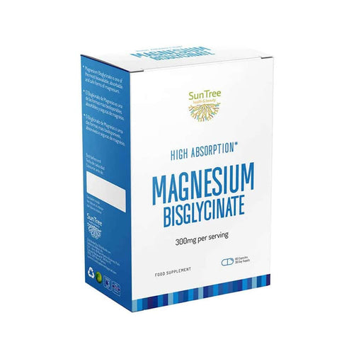 Las cápsulas de bisglicinato de magnesio de Sun Tree son un suplemento dietético para el sistema nervioso y la función muscular.