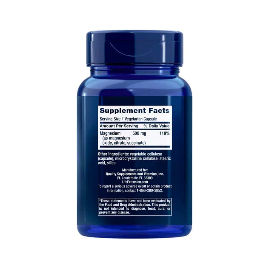 Magnésio 500mg 100 cápsulas Life Extension