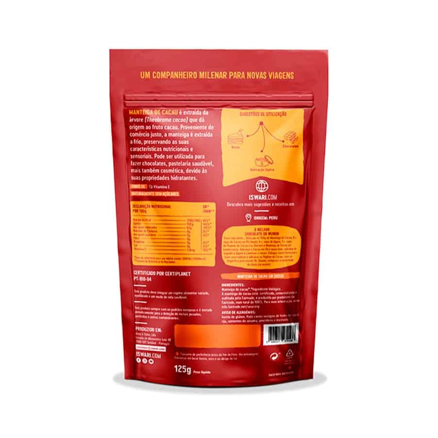 Manteiga de Cacau em Discos 125gr Iswari