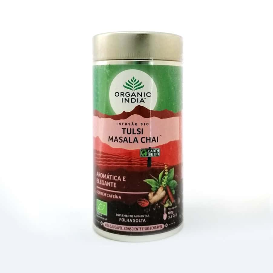 Infusão Tulsi Masala Chai Folha Solta Lata 100gr Organic India