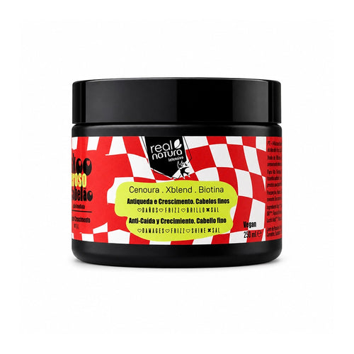 Mascarilla capilar Real Natura Powerful de 250 g, tratamiento hidratante con biotina, aceite de zanahoria y Xblend para cabello seco, dañado o encrespado.