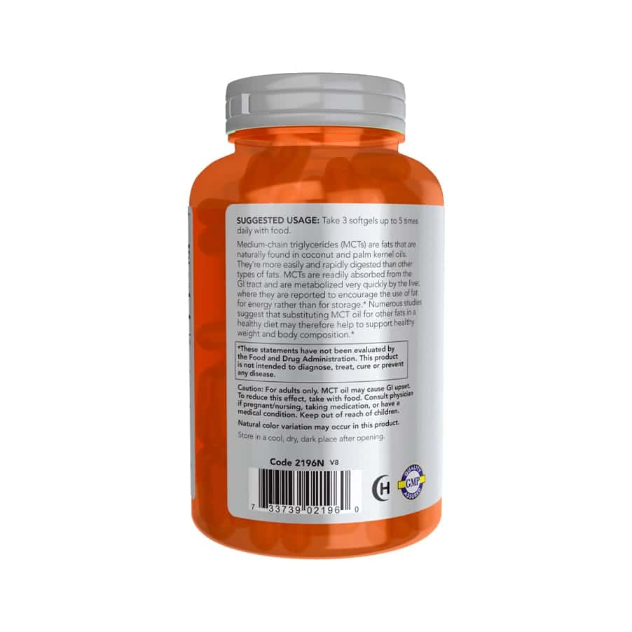 MCT Oil 1000mg 150 Cápsulas Now Foods