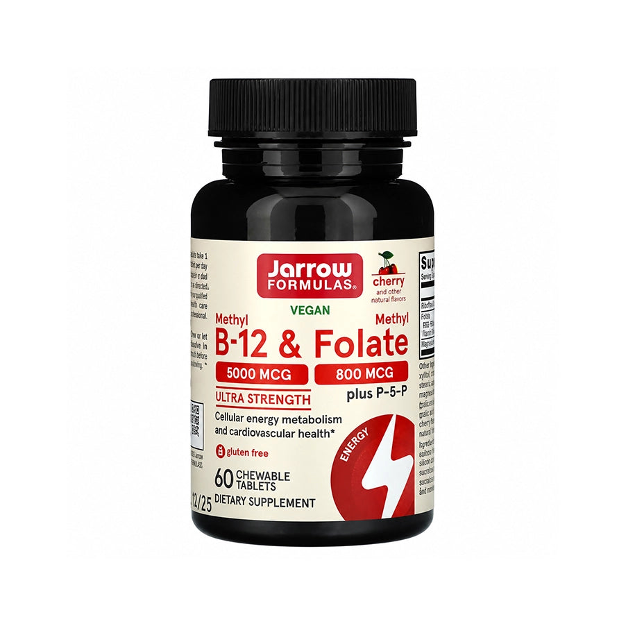 Methyl B12 e Methyl Folate 60 Comprimidos Jarrow Formulas suplemento alimentar com vitamina B12 e folato ativos
