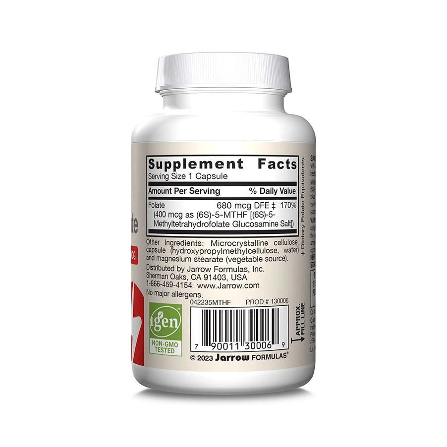 Methyl Folate 400mcg 60 Cápsulas Jarrow Formulas suplemento alimentar com folato na forma de metilfolato