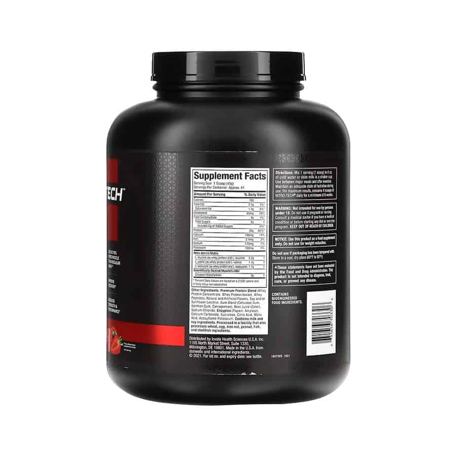 Proteína de suero NitroTech 1,82 kg Fresa Muscle Tech