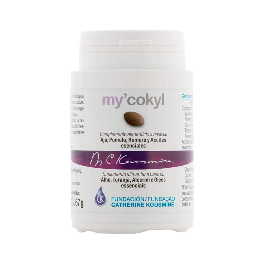 Suplemento alimentar à base de alho, toranja, alecrim e óleos essenciais. Contribui para a manutenção do equilíbrio microbiano intestinal e defesa contra microrganismos indesejáveis, como fungos.