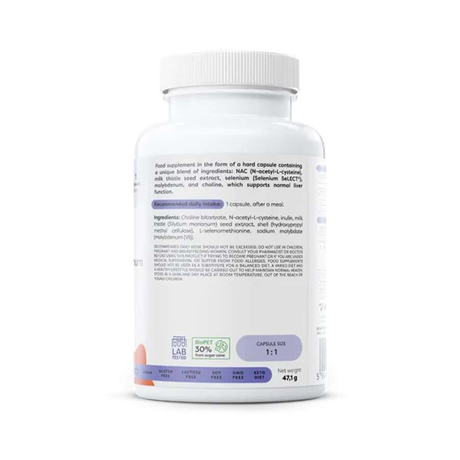 NAC Detox Osavi em cápsulas, frasco com 60 cápsulas para suporte da desintoxicação e função antioxidante