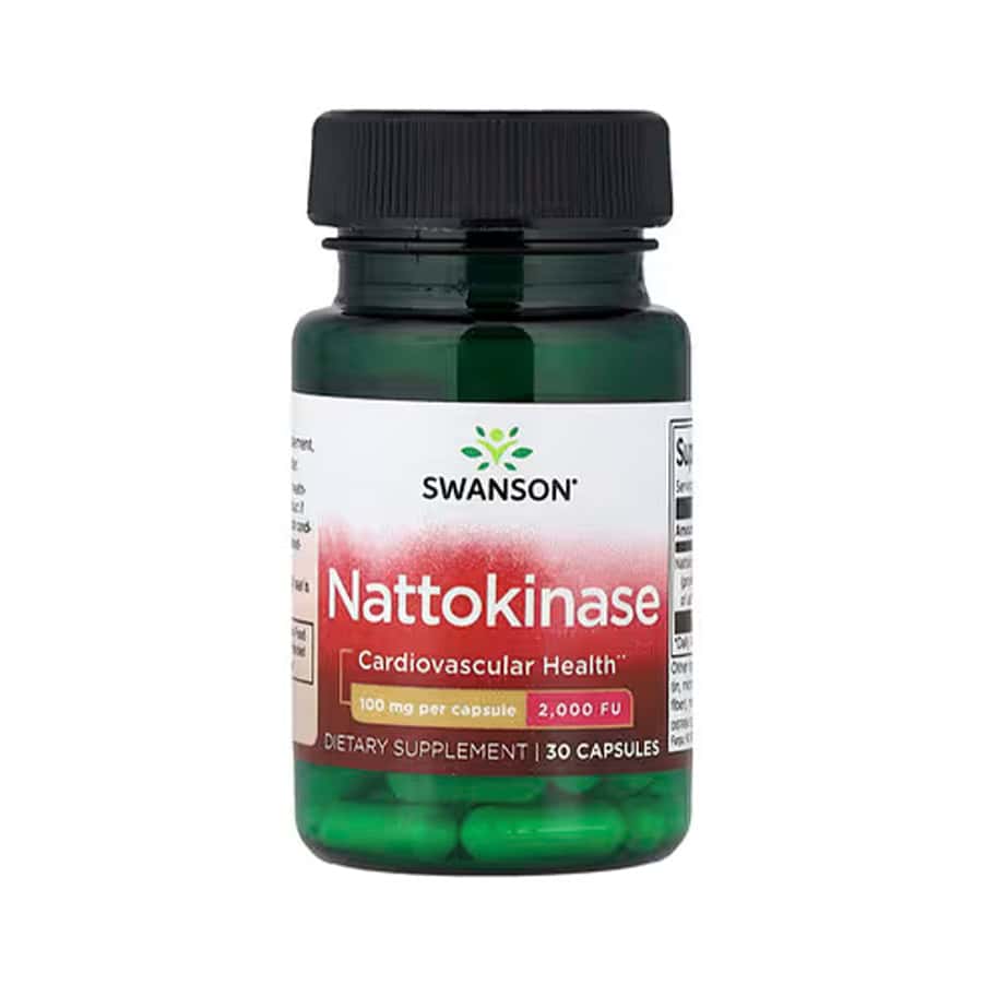Nattokinase 100 mg Swanson em cápsulas, frasco com 30 cápsulas para suporte da circulação e saúde cardiovascular