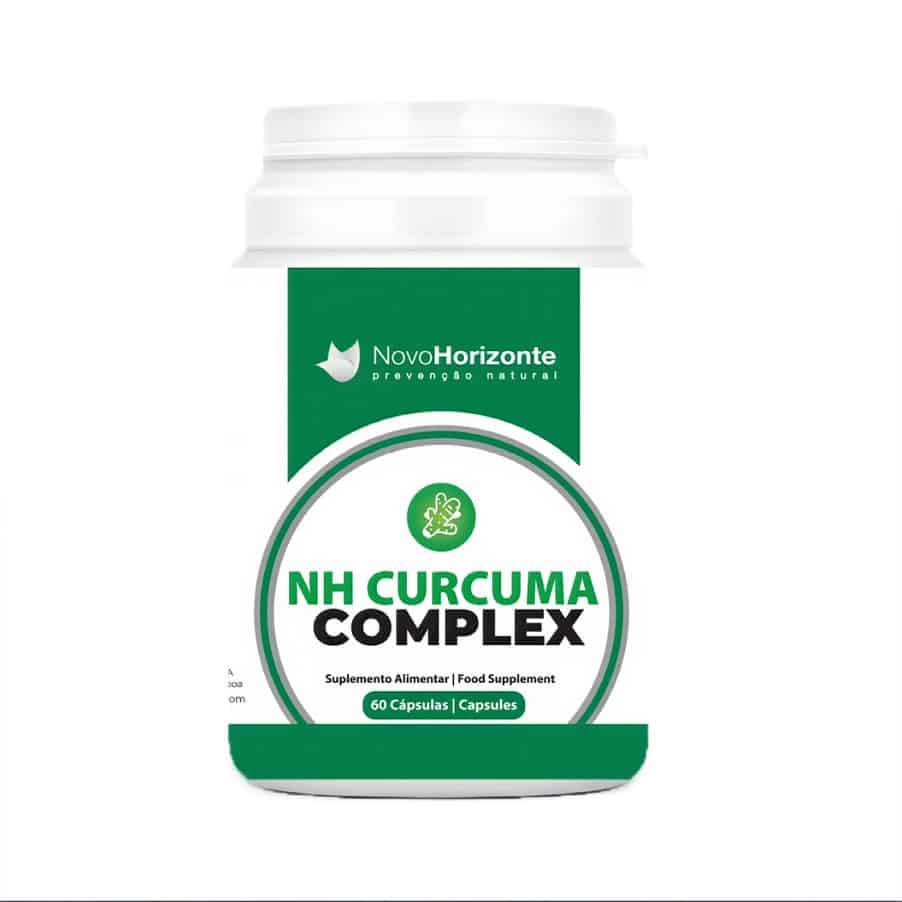 NH Curcuma Complex 60 cápsulas da Novo Horizonte em frasco branco com rótulo identificativo.