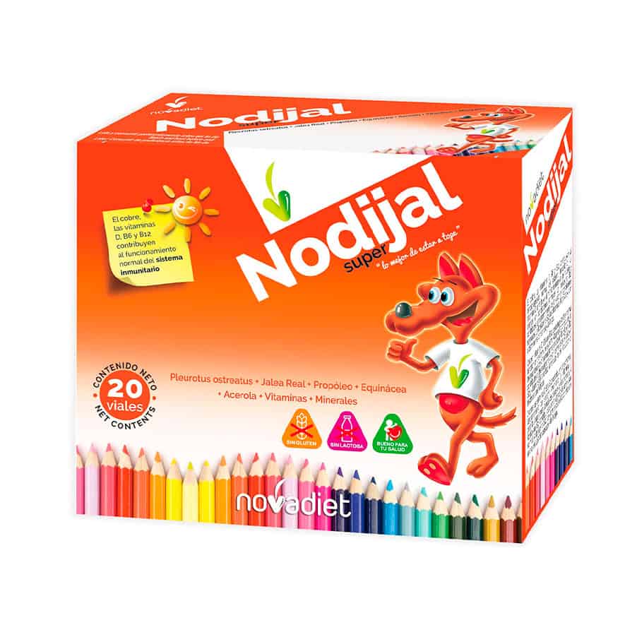 Caixa do suplemento Nodijal Super com 20 frascos da NovaDiet, indicado para suporte ao bem-estar físico e metabólico.