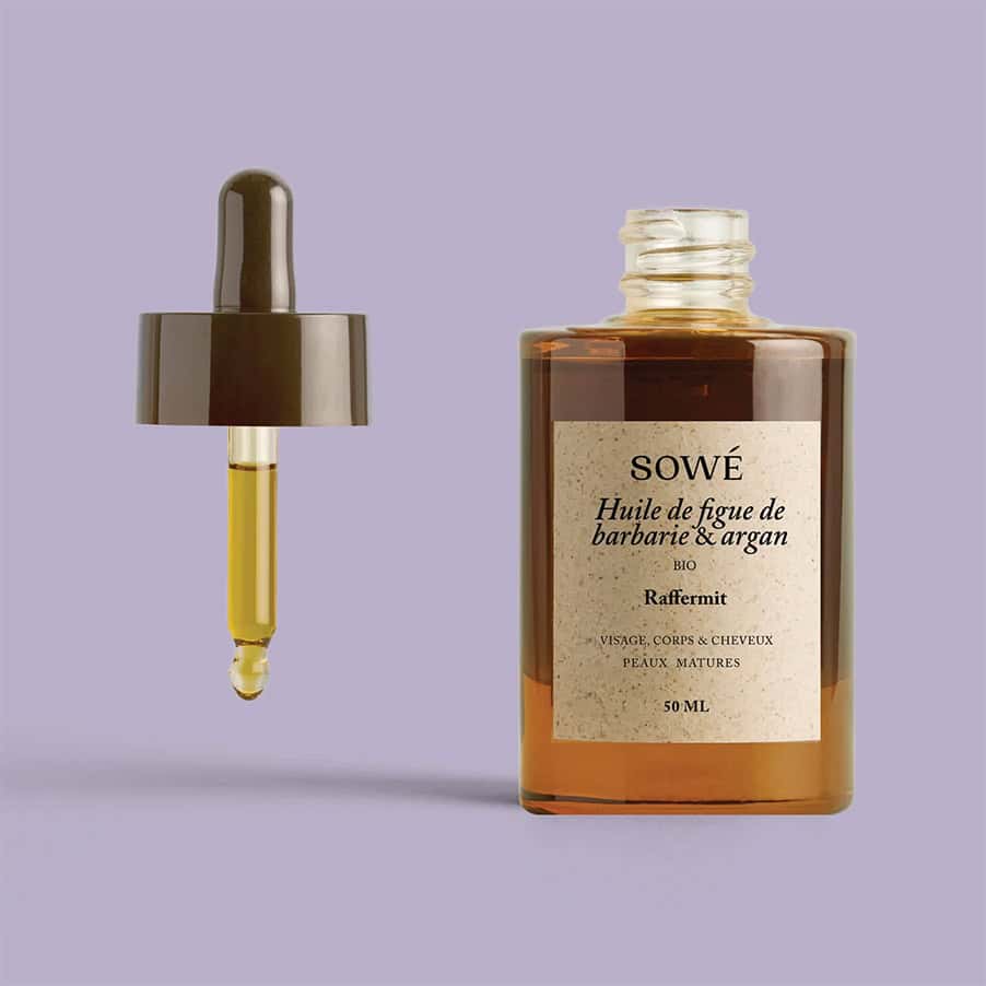 Aceite orgánico de higo chumbo y argán de Sowé en botella de 30 ml, ideal para nutrir, regenerar y proteger la piel.