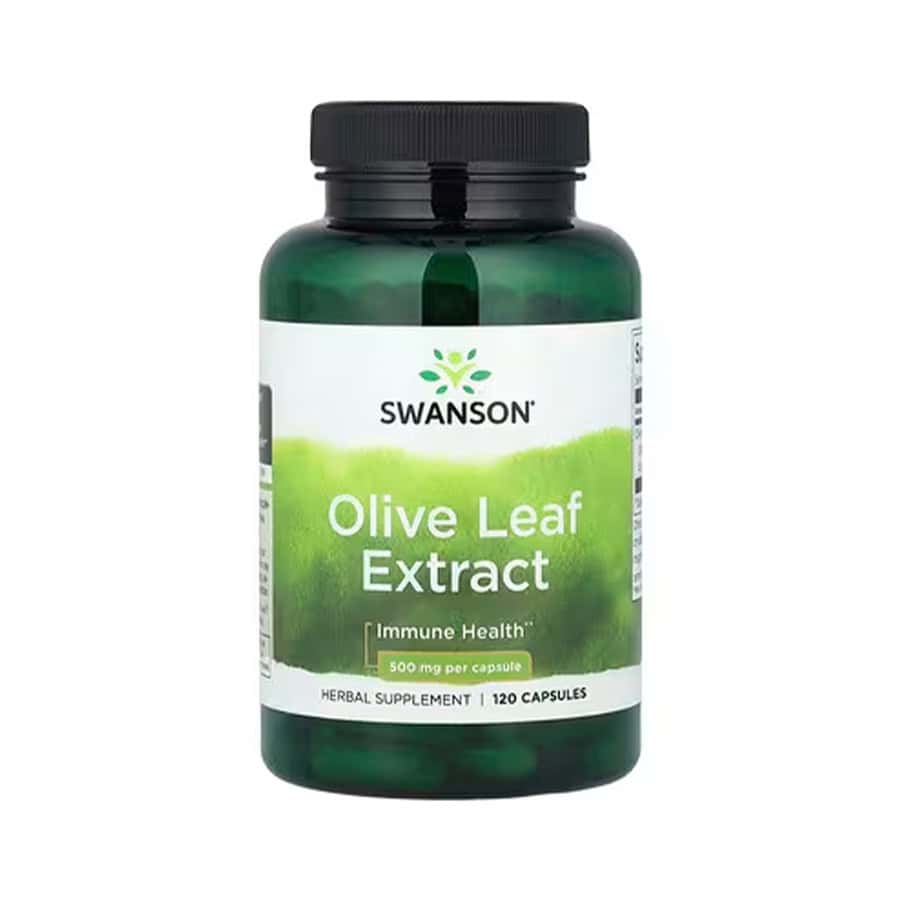 Extrato de folha de oliveira 500 mg Swanson em cápsulas, frasco com 60 cápsulas para suporte antioxidante e imunitário
