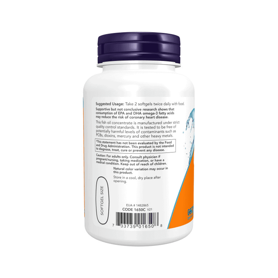 Ómega 3 Molecularly Distilled 1000mg 100 Cápsulas Now Foods